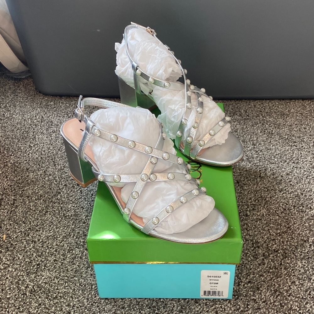 Kate Spade Silver Pearl-Embellished Heels